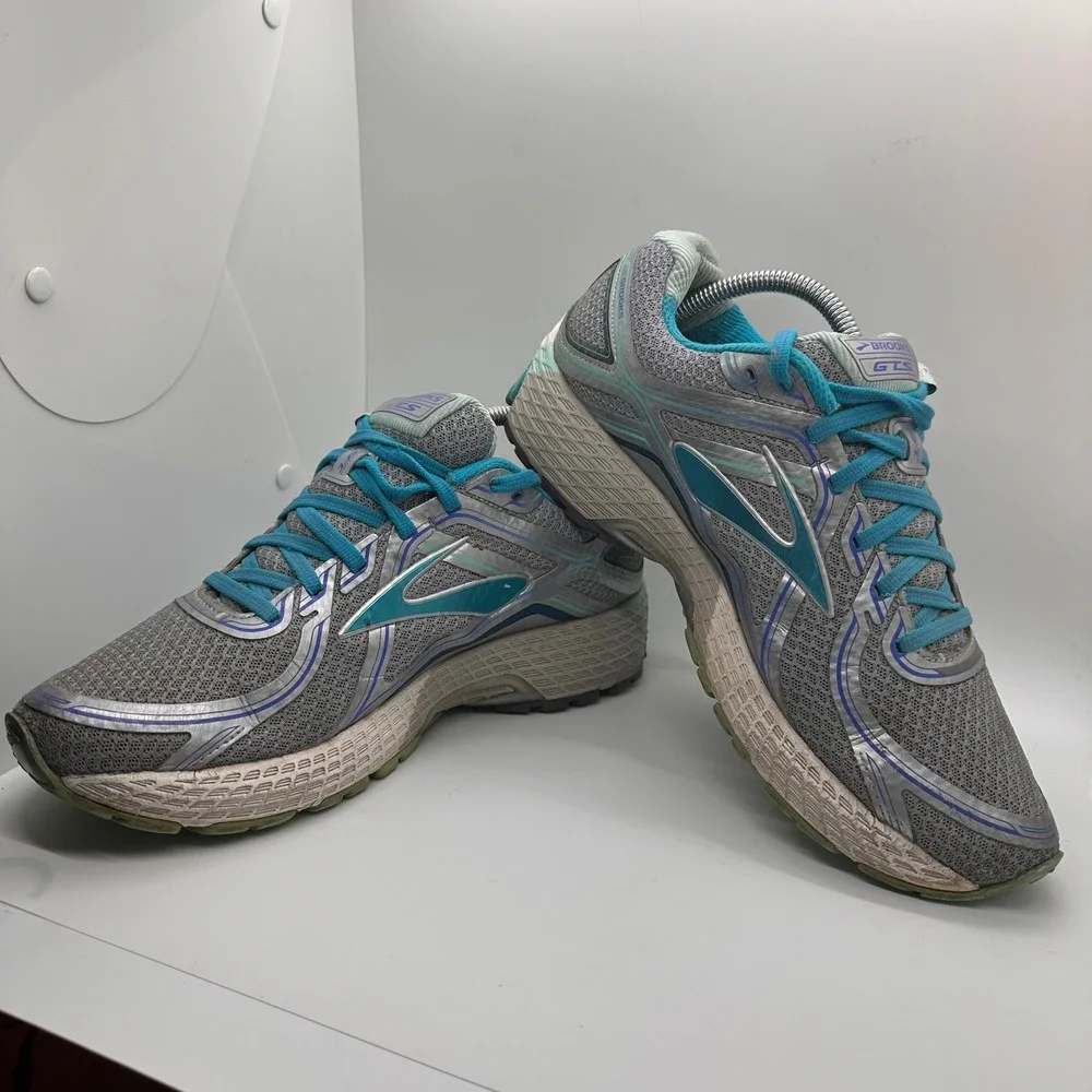 Brooks GTS Running Shoes Gray Blue Teal  Women's Size‎ 10.5 Athletic Sneakers